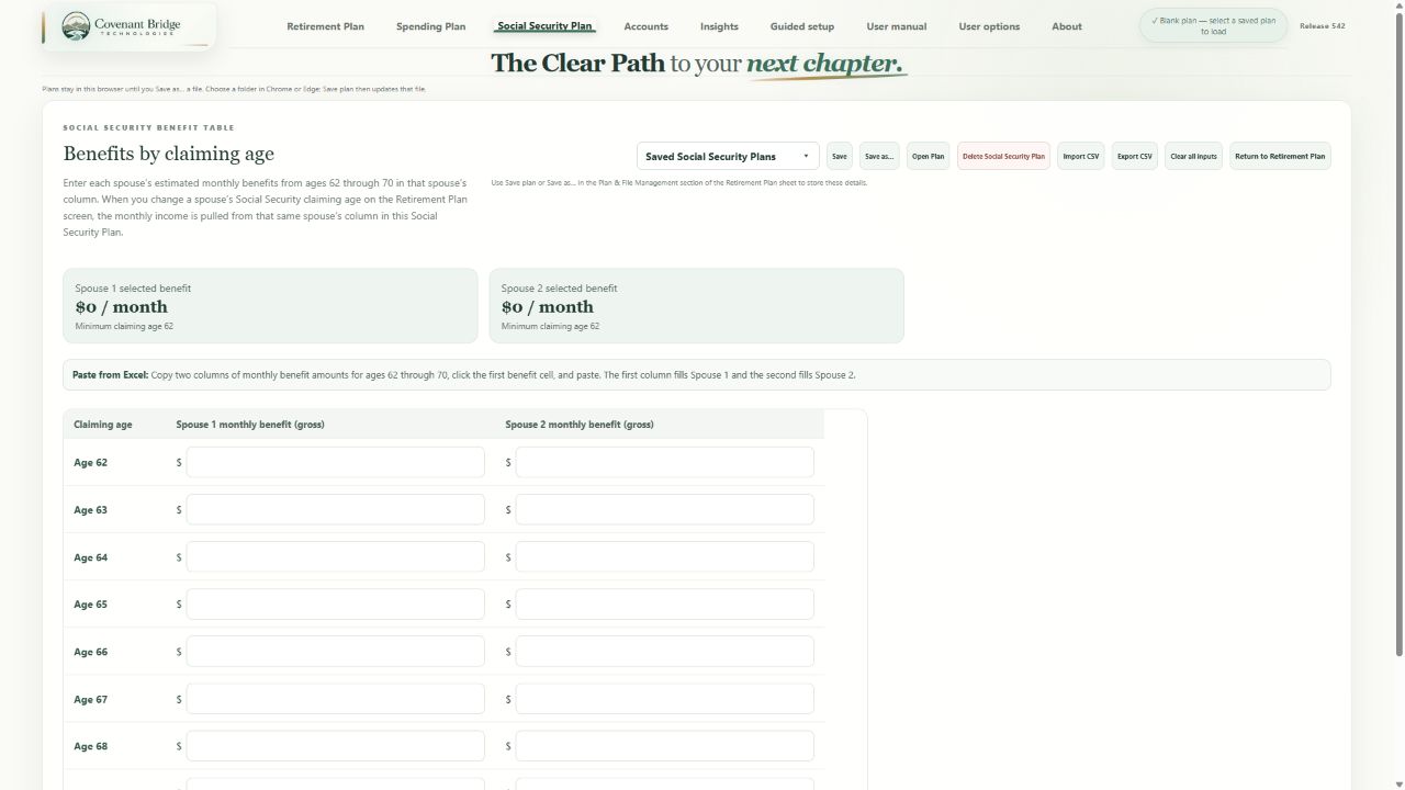 Clear Path Release 542 — Social Security Plan