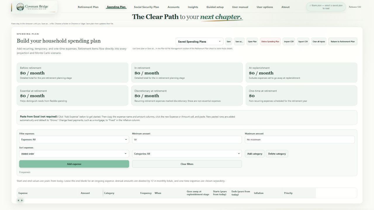 Clear Path Release 542 — Spending Plan